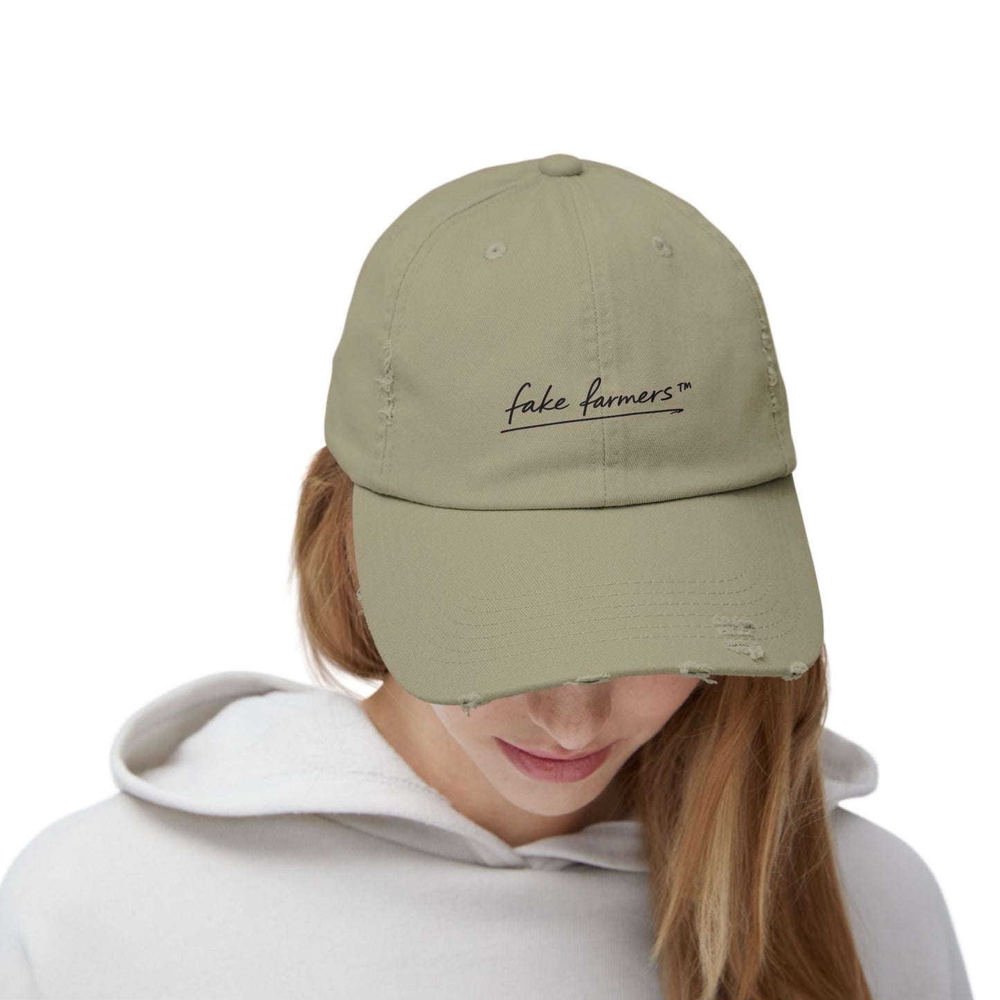 Distressed "Fake Farmer" Logo Cap (DTF Printed)