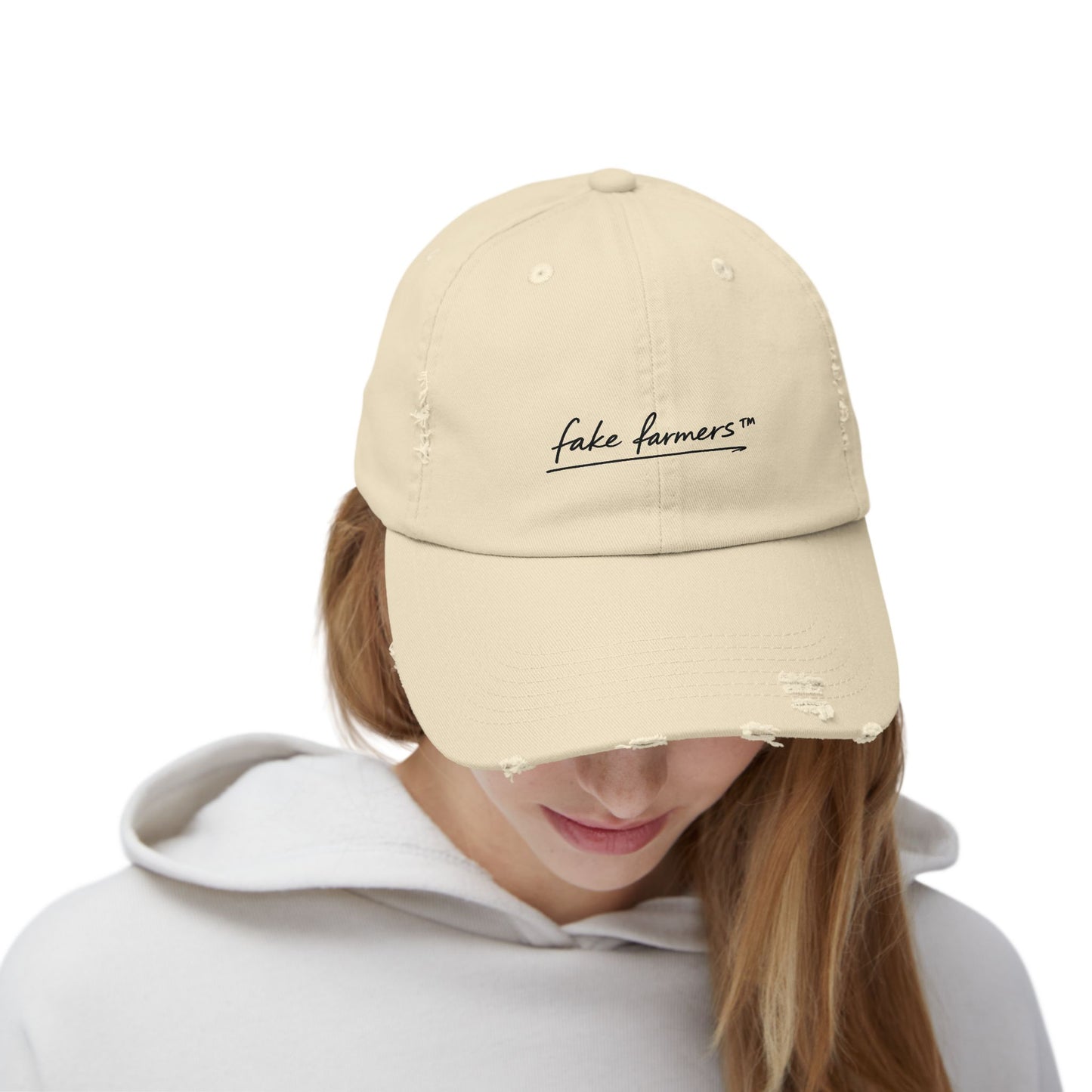 Distressed "Fake Farmer" Logo Cap (DTF Printed)
