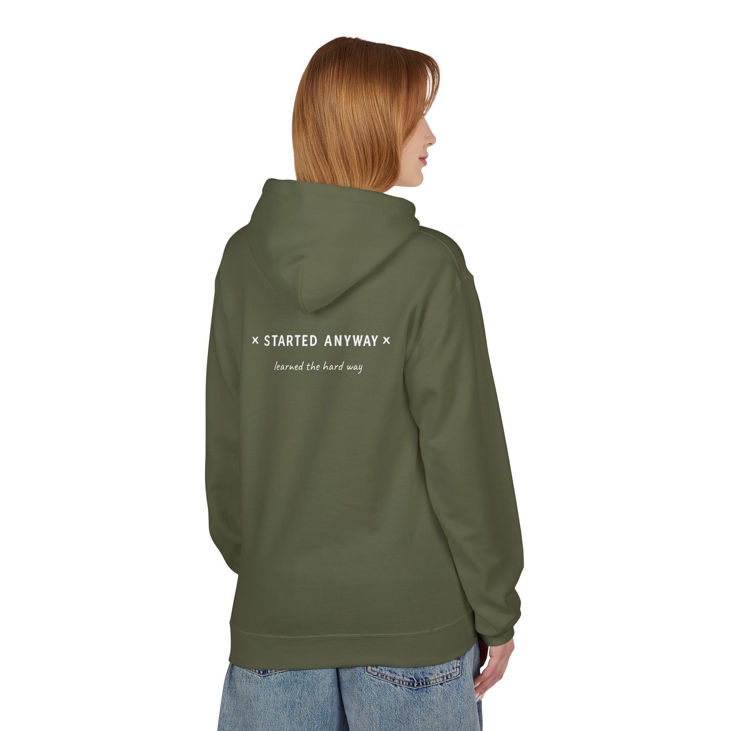 "Started Anyway" Unisex Minimalist Hoodie